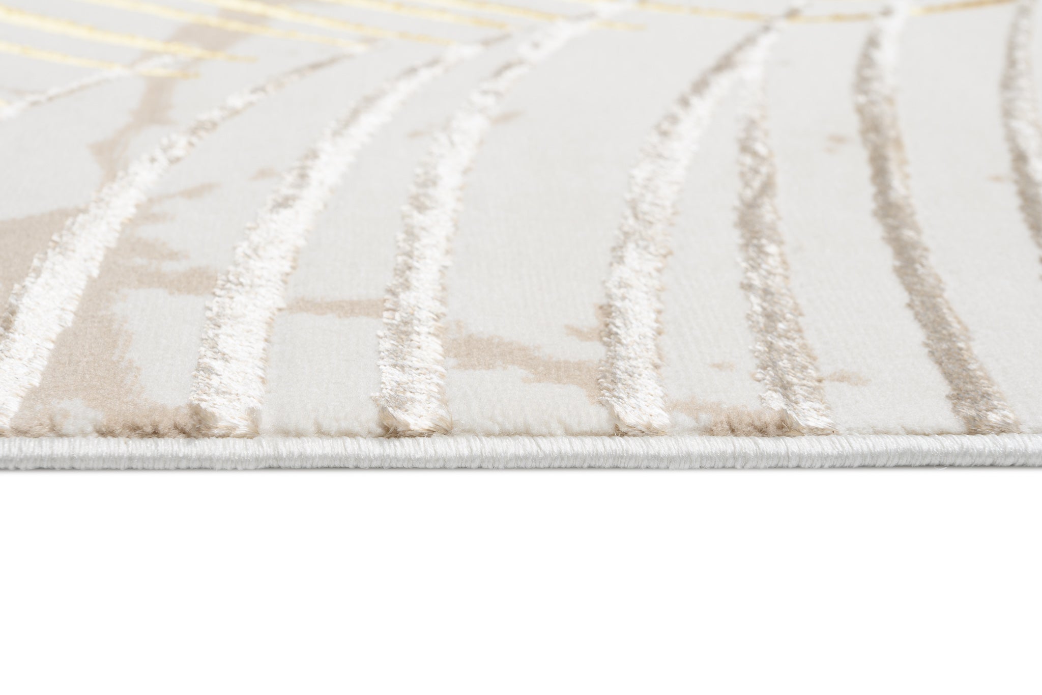 TAPISO Golden Tapis de Salon Moderne Crème Or Beige Marron Gris Moucheté Motif Feuille de Palmier Doux Poil Court 80 x 150 cm - 5