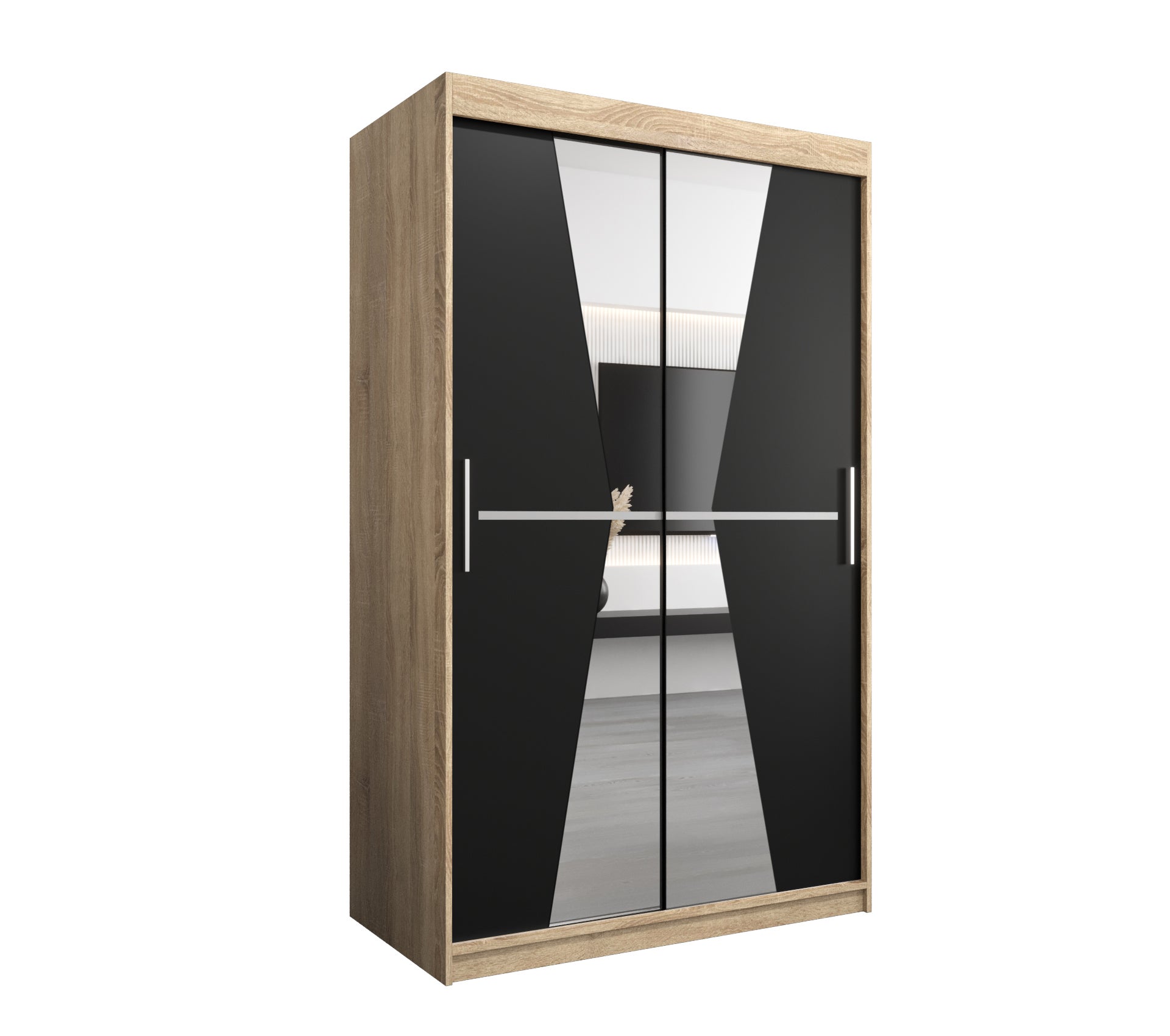 Szafa przesuwna garderoba MAROKO 120 x 62 x 200 cm Sonoma + Czarny - Abiks Meble