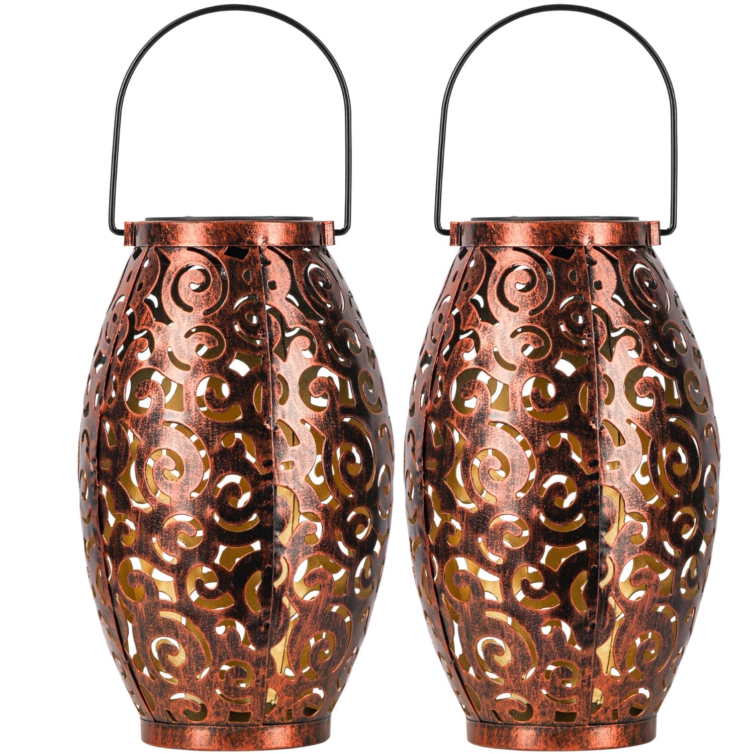 Lampe Solaire Exterieur, 2 Pièces Lanterne Solaire Exterieur à Suspendre, Eclairage Exterieur Solaire Metal, Ecorative Pour Balcon, Arbre, Terrasse, Jardin, Lampion Solaire Camping