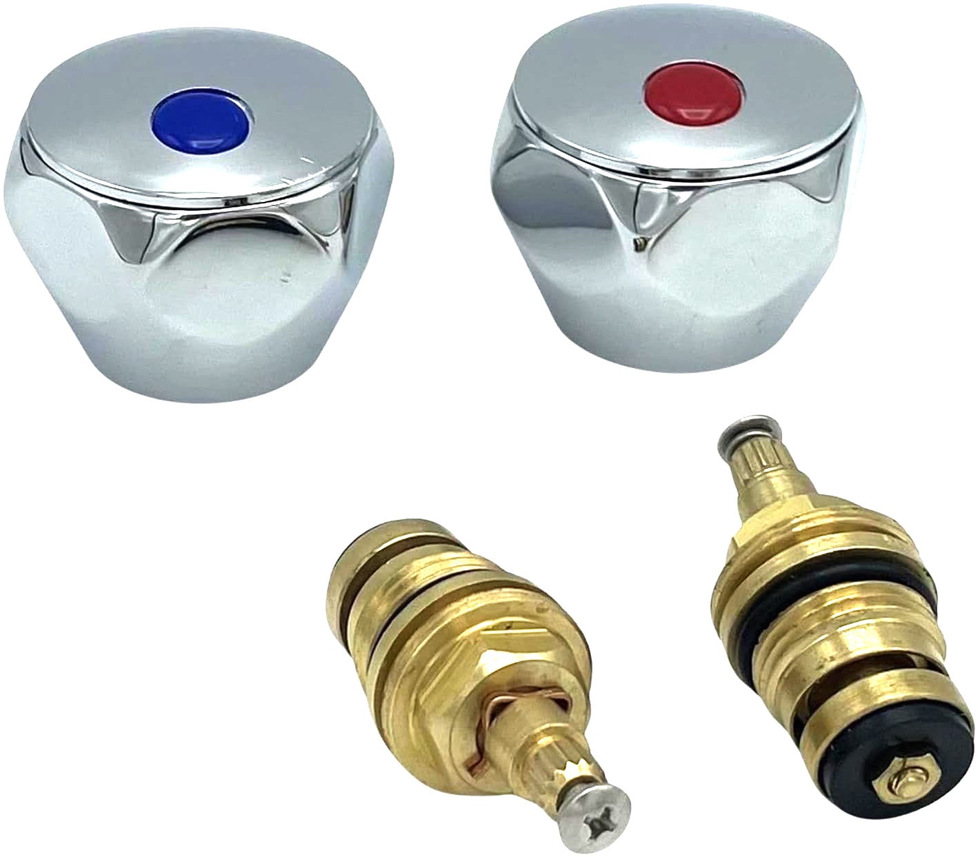 Maniglie Rubinetti Freddo/Caldo - Set 2 Pezzi Cromati Per Lavello Bagno E Cucina