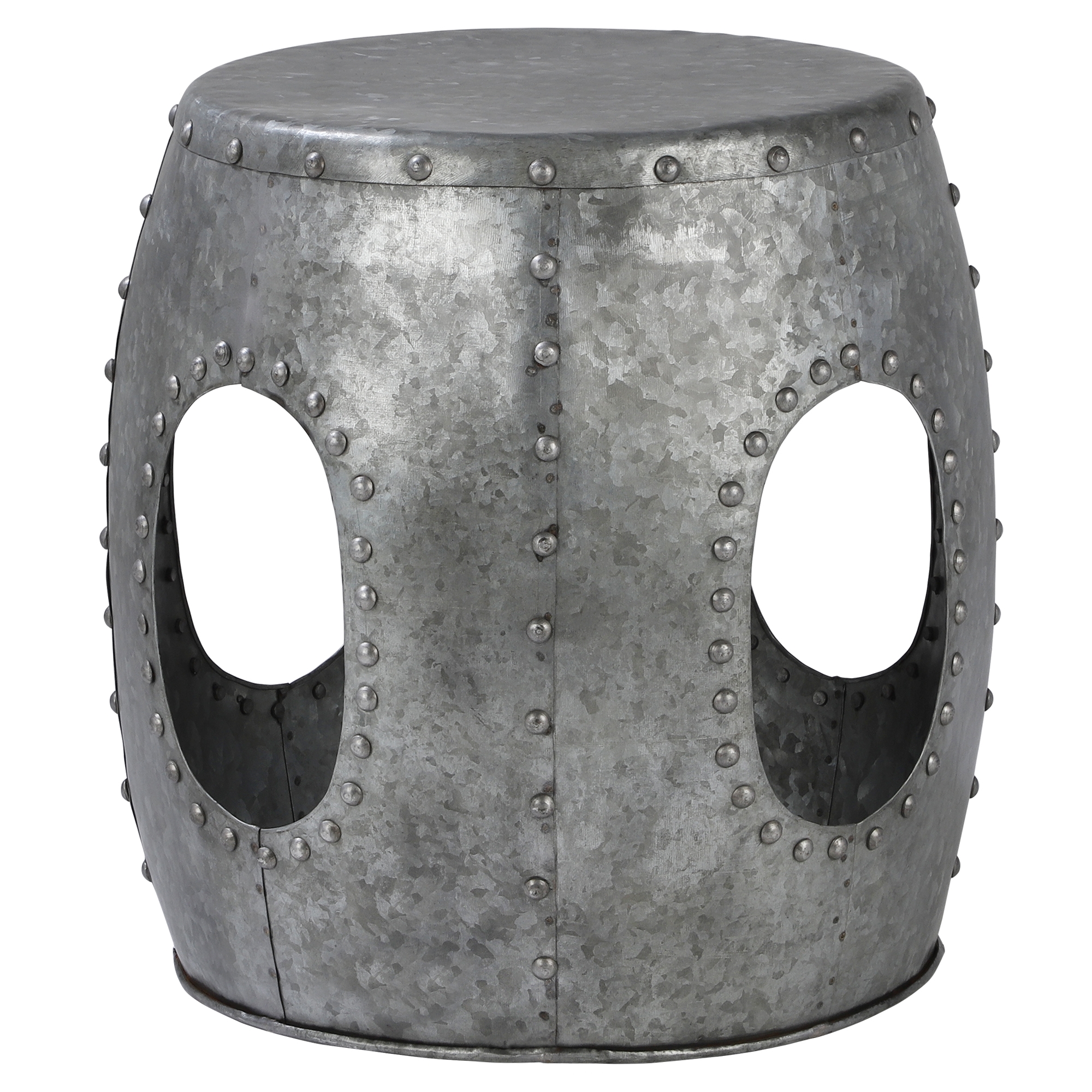 WOMO-DESIGN stolik boczny Vantaa okrągły Ø38x43 cm srebrny unikatowy ręcznie wykonany metal industrialny stolik kawowy do salonu i sofy