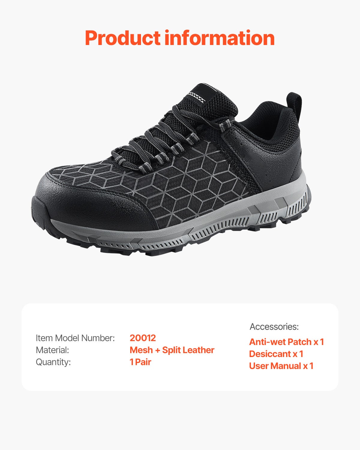 Sapatos biqueira aço homem,tamanho US SucceBuy 11,5,sapatos trabalho atléticos acolchoados,segurança - 9