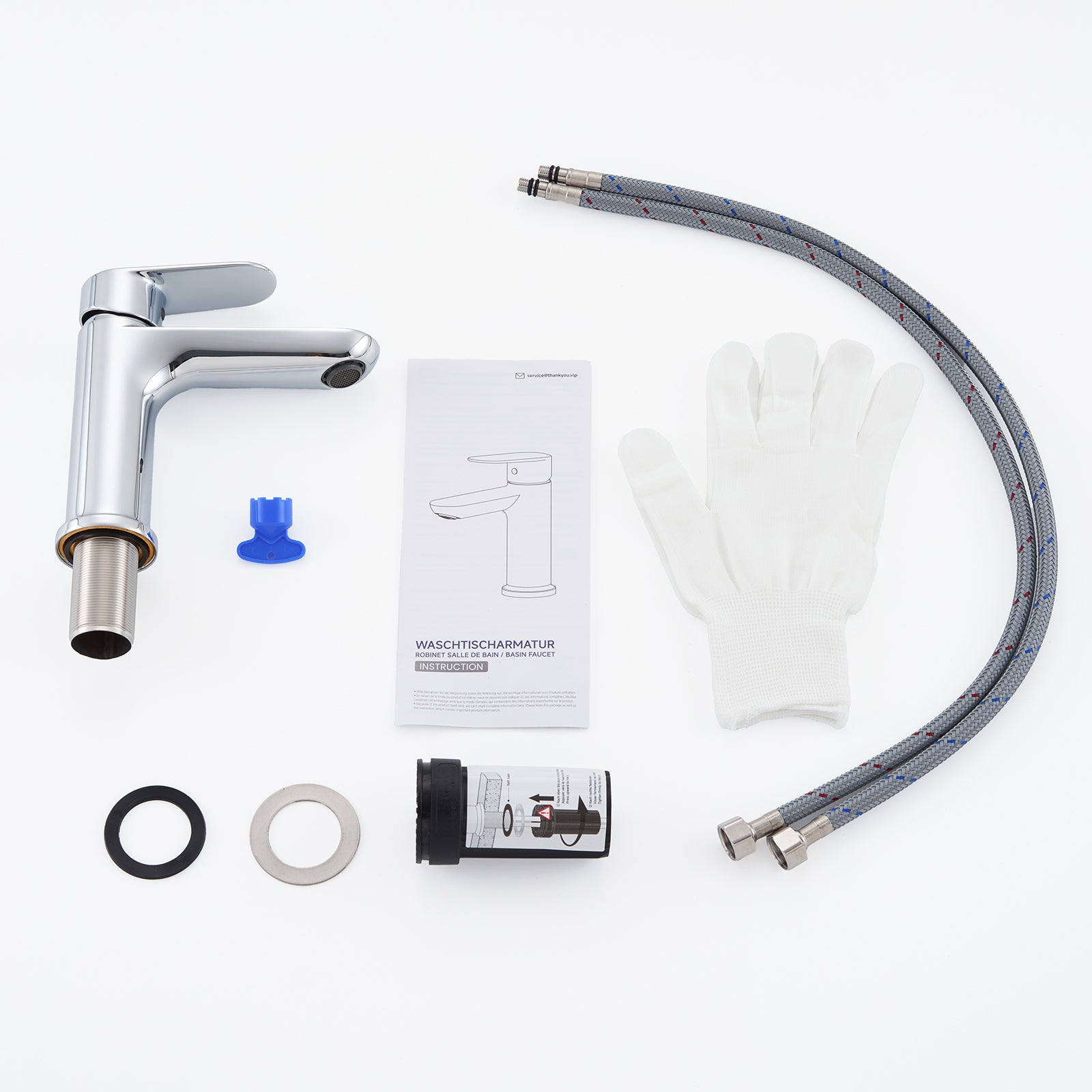 CECIPA MAX Moderne Mitigeur de Lavabo Rond avec bas Bec Robinet de lavabo et vasque Chrom Mitigeur pour Salle de Bain - 8