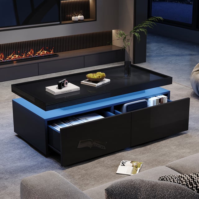 Tavolino nero + cassetto, stile scandinavo, Freja - Happy Garden
