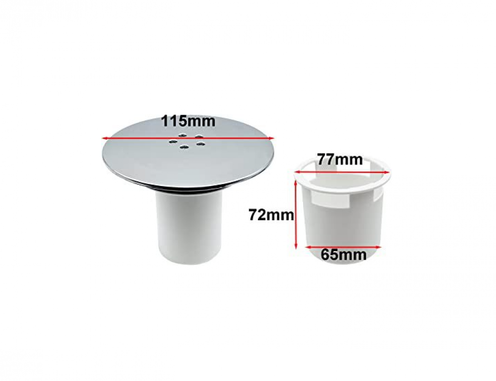Capot universel 90mm/115mm pour bonde de douche, remplacement facile, avec couvercle de vidange adapté aux douches - 2