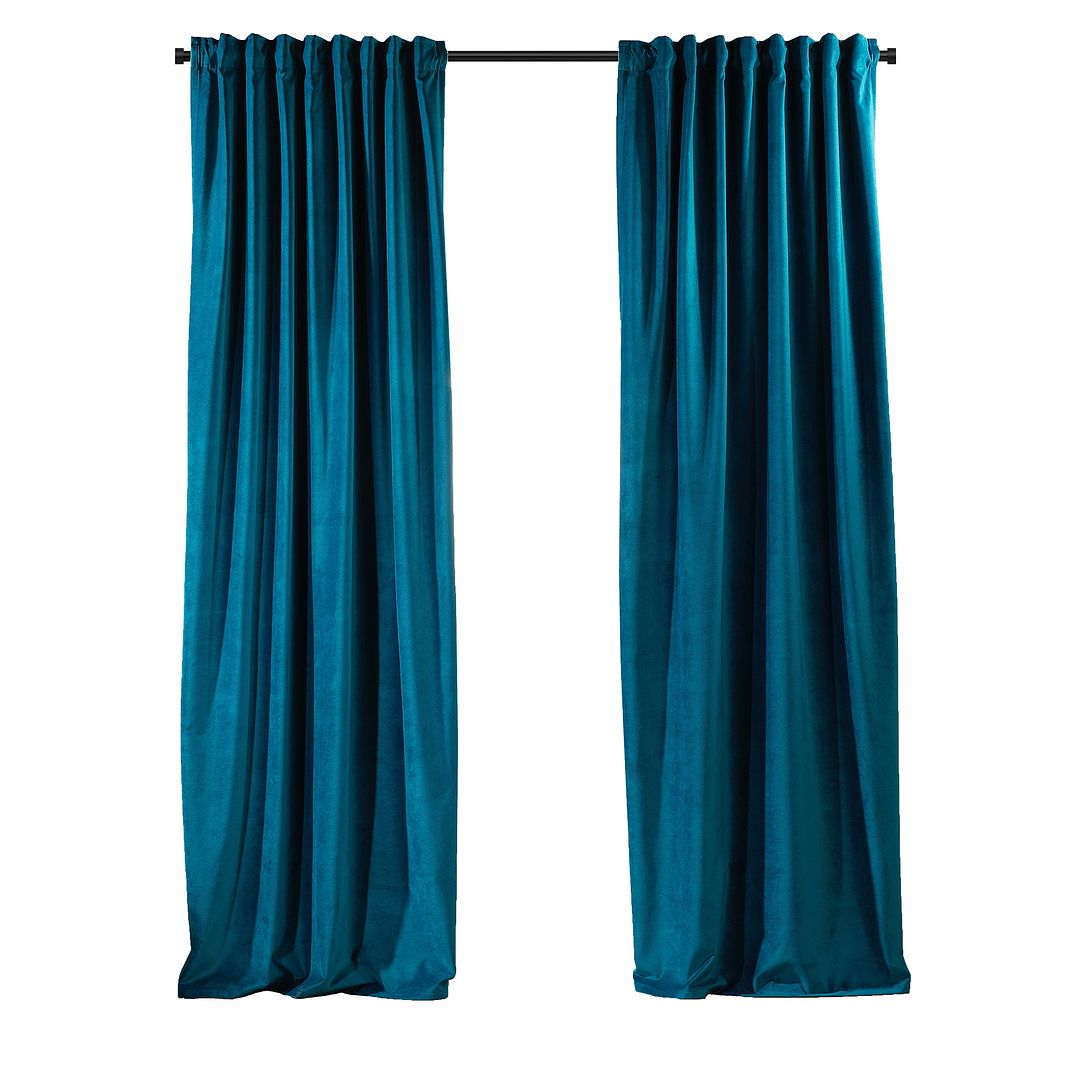 Cortina de terciopelo extra larga de 1 panel azul del trullo 280*350