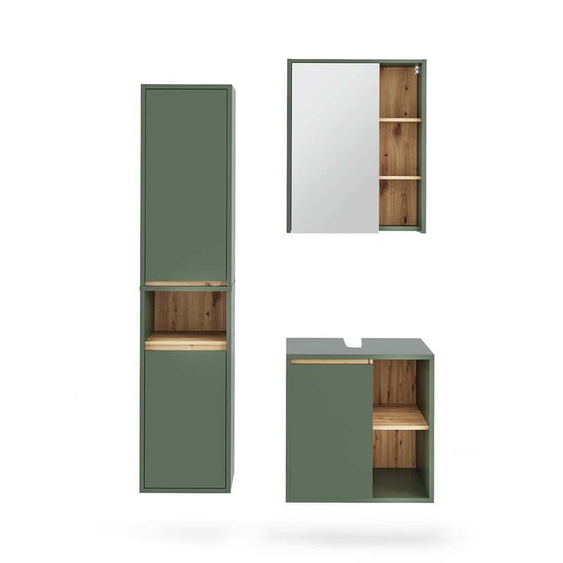 Vicco Zestaw mebli łazienkowych Viola, Zielony/rzemieślniczy, 3 części