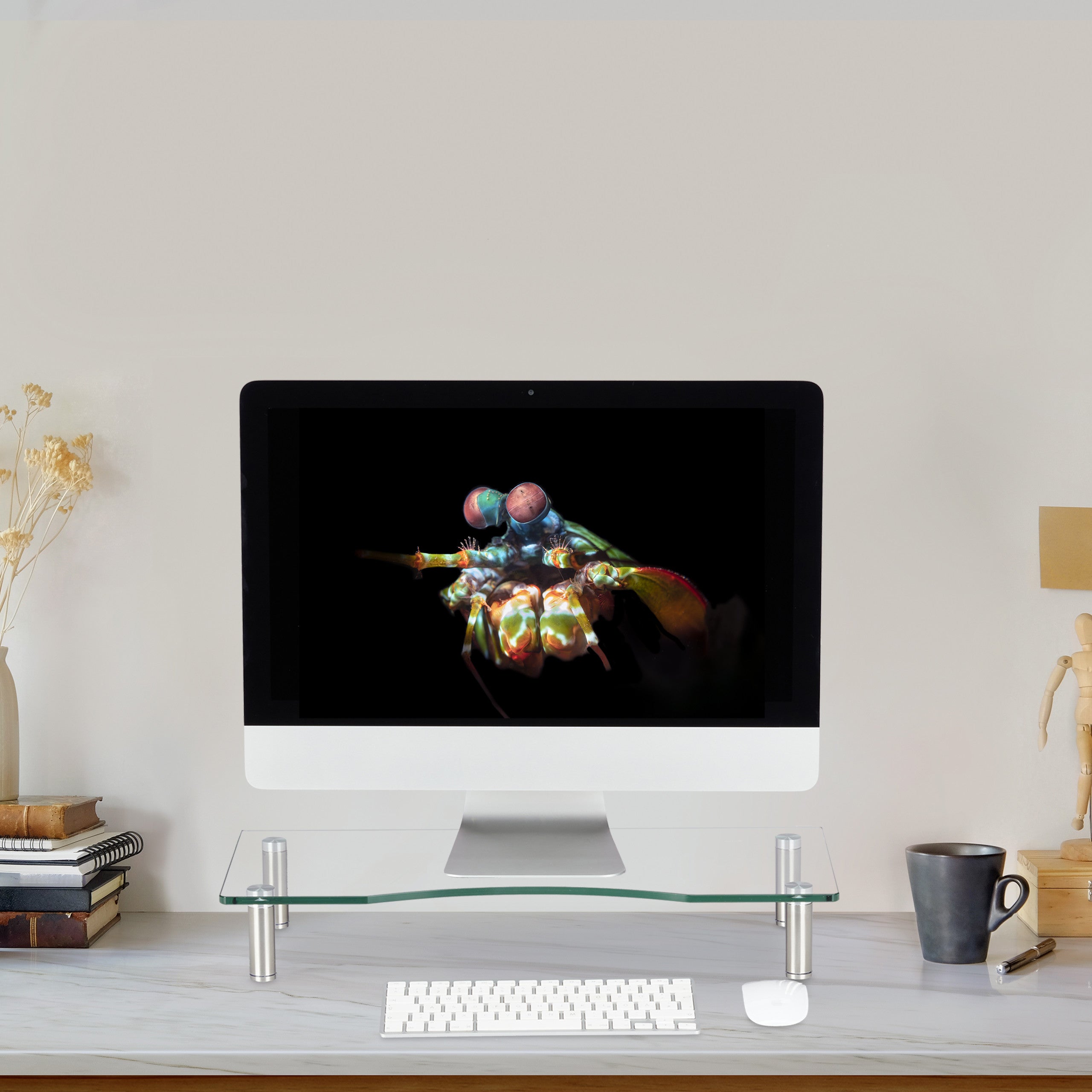 Relaxdays Rialzo Per Monitor In Bambù Con Scomparti – Supporto Ergonomico 15,5x62,5x28 Cm, Carico 15 Kg, Per Computer Portatile E Tastiera