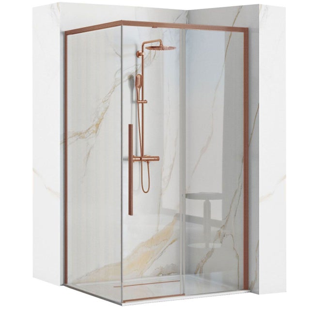 CABINE DE DOUCHE REA SOLAR 90X90 BRUSH COPPER + RECEVEUR DE DOUCHE SAVOY WHITE