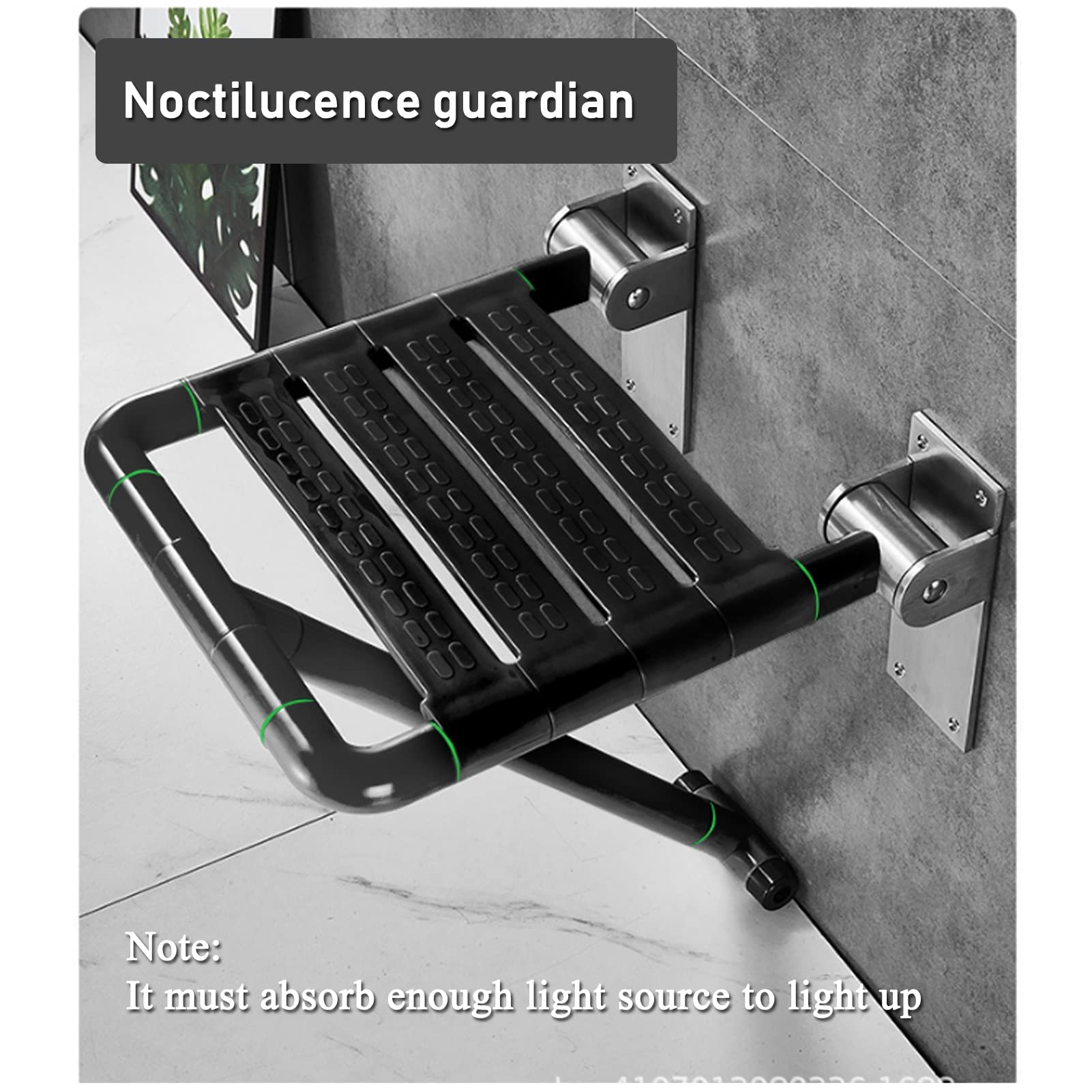 Chaises de Toilette Siège Pliant Siège de Douche Rabattable Mural avec Surface antidérapante et Tabouret - pour Salles de Bains, Couloirs, Balcons - 5