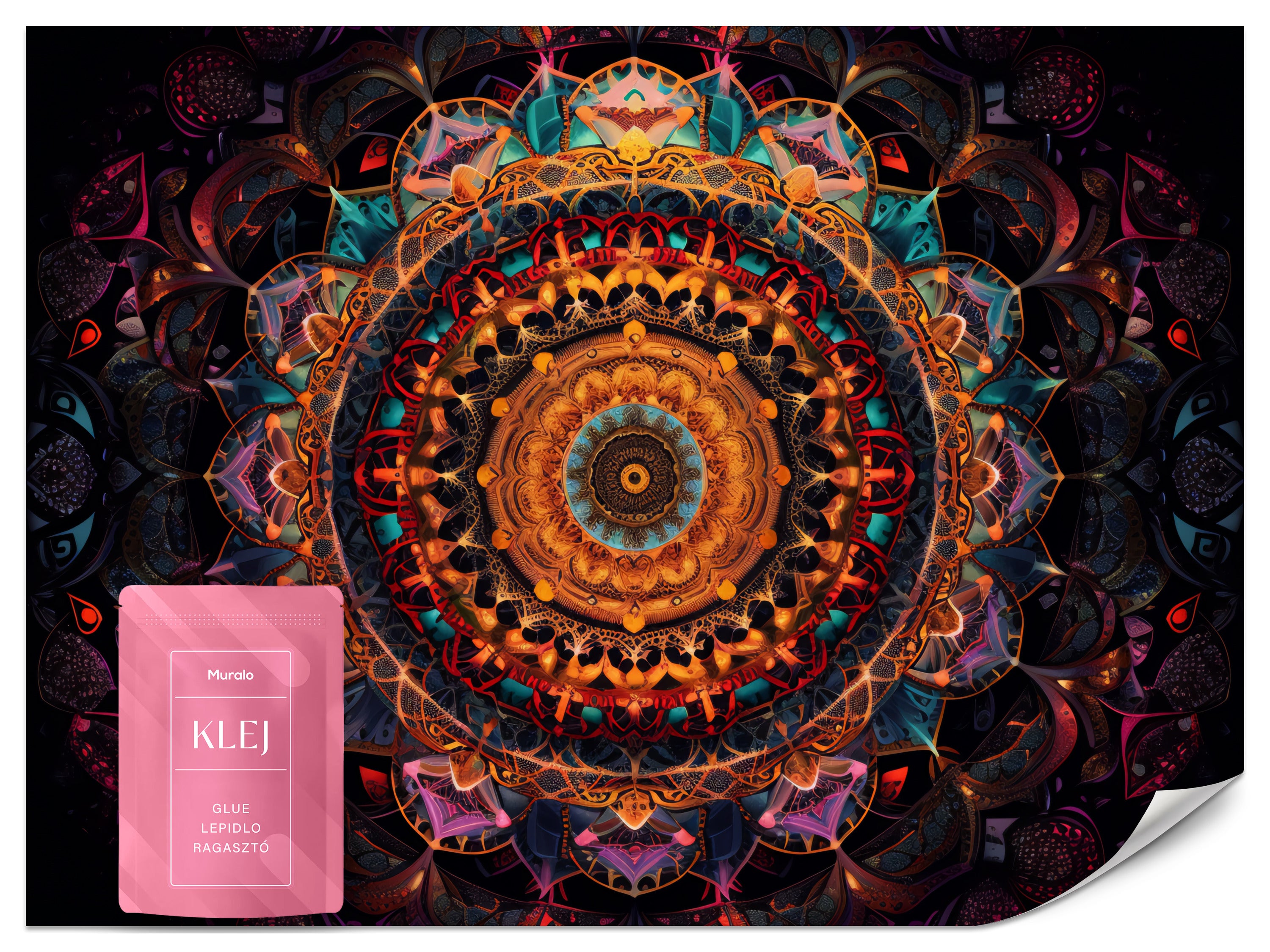 FOTOTAPETA DO SYPIALNI KOLOROWA MANDALA ORNAMENTY BOHO ABSTRAKCJA 150x105