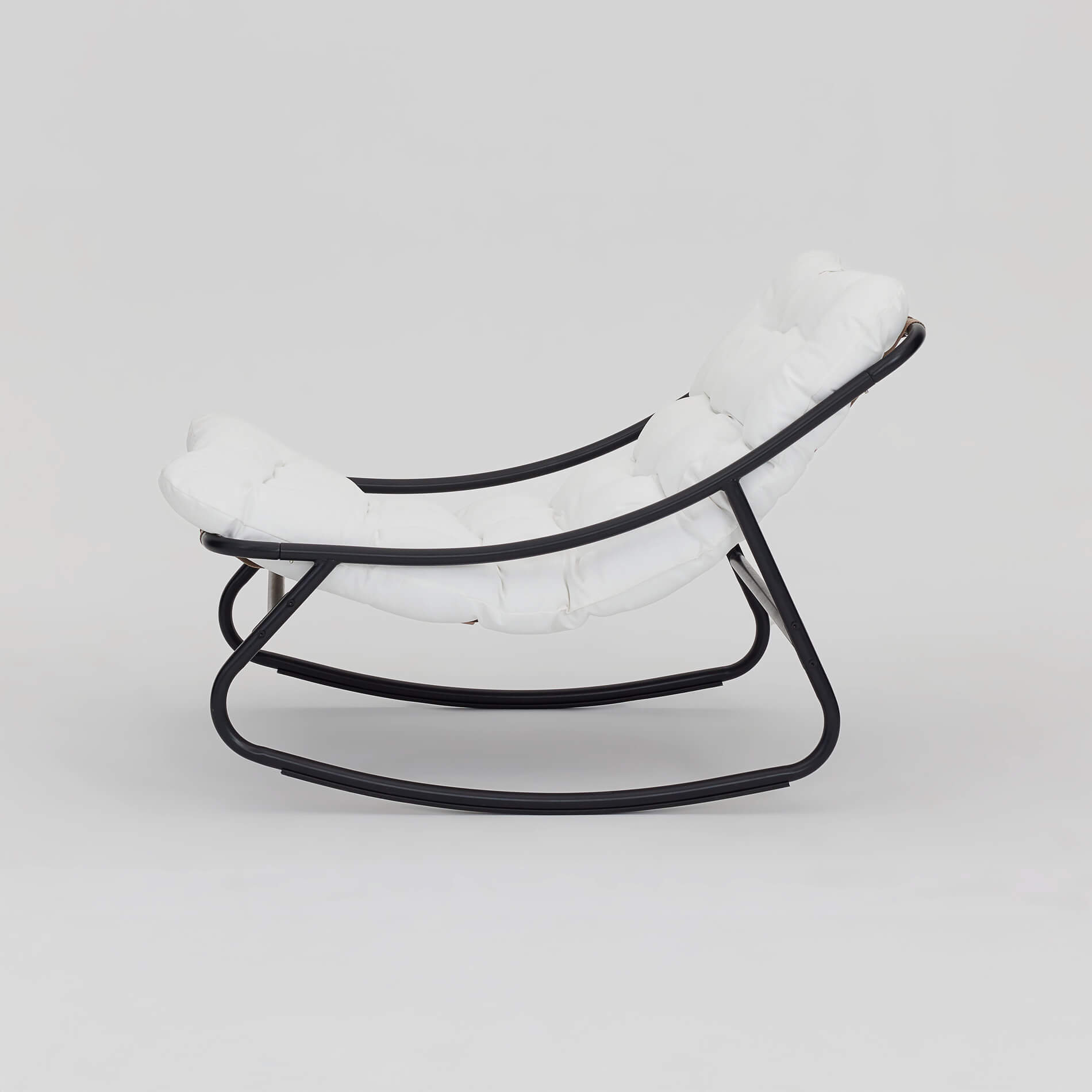 Fauteuil à Bascule Rebecca Mobili Qatran 74x78x101 Acier Polyester Blanc Gris Moderne - 6