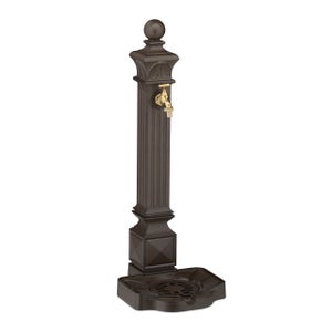 Fontaine D'Extérieur Relaxdays Style Nostalgique - Avec Robinet Et Bac - Dimensions 77 X 29 X 33,5 Cm - Marron - Pour Jardin Ou Terrasse