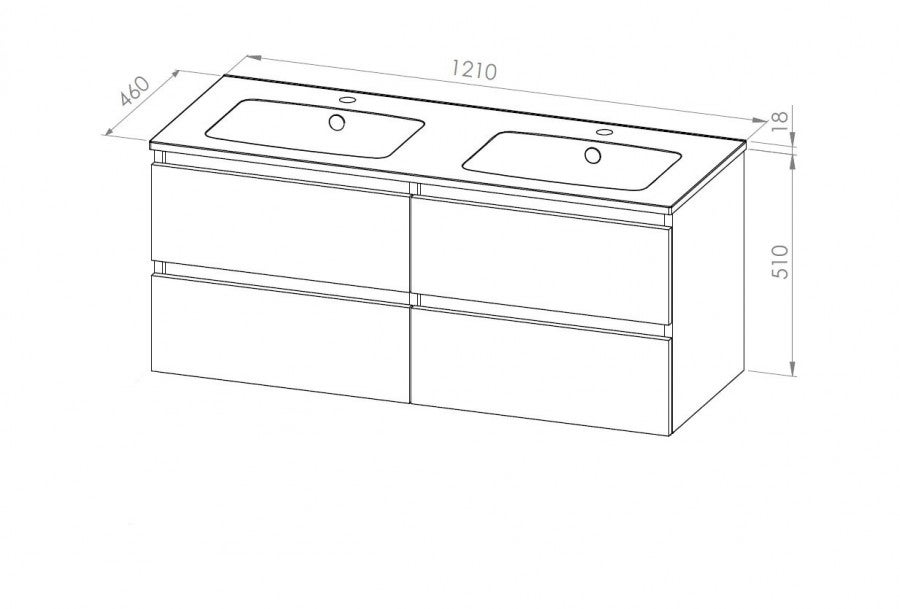 Meuble double vasque HALO 120cm 4T Bois Clair - 4