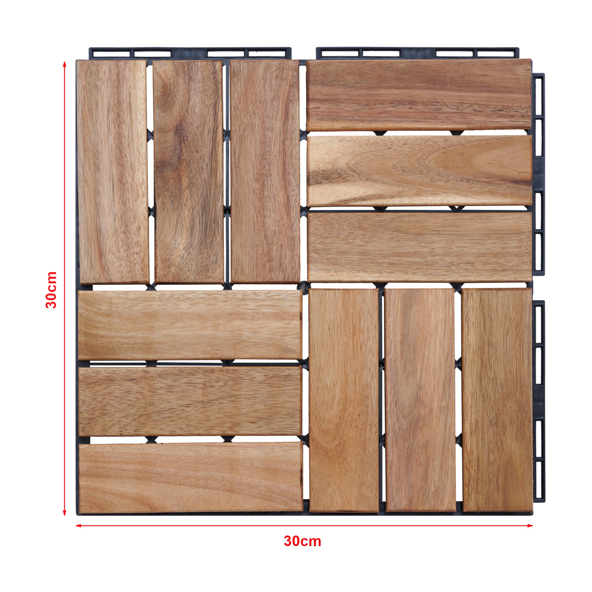 Set de 10 dalles en bois Alliste bois d'acacia 12 lattes 0,9 m² naturel casa.pro - 5