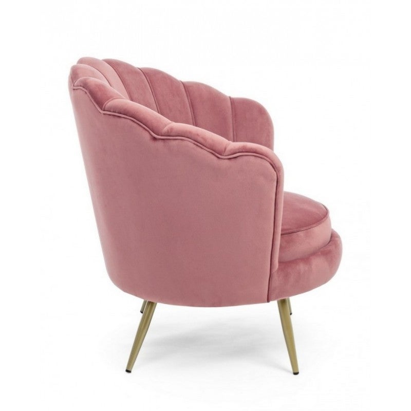 Giliola Fauteuil Elégant Velours Chaise Salon Moderne Rose Antique Bizzotto - 5