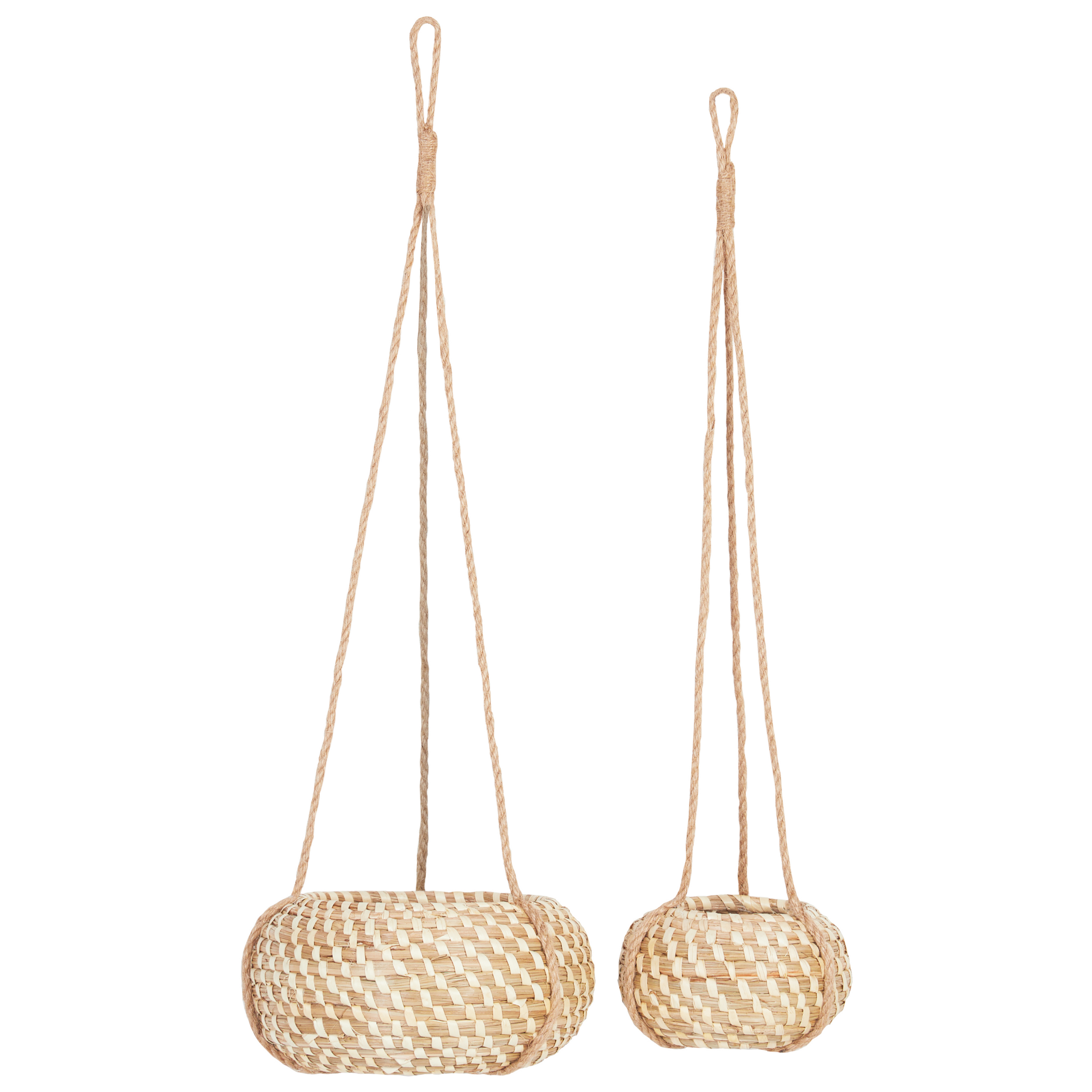 Lot De 2 Pots Suspendus En Macramé De Chanvre - Fait Main, Réglables, Pour Plantes D'intérieur Ou D'extérieur - 14
