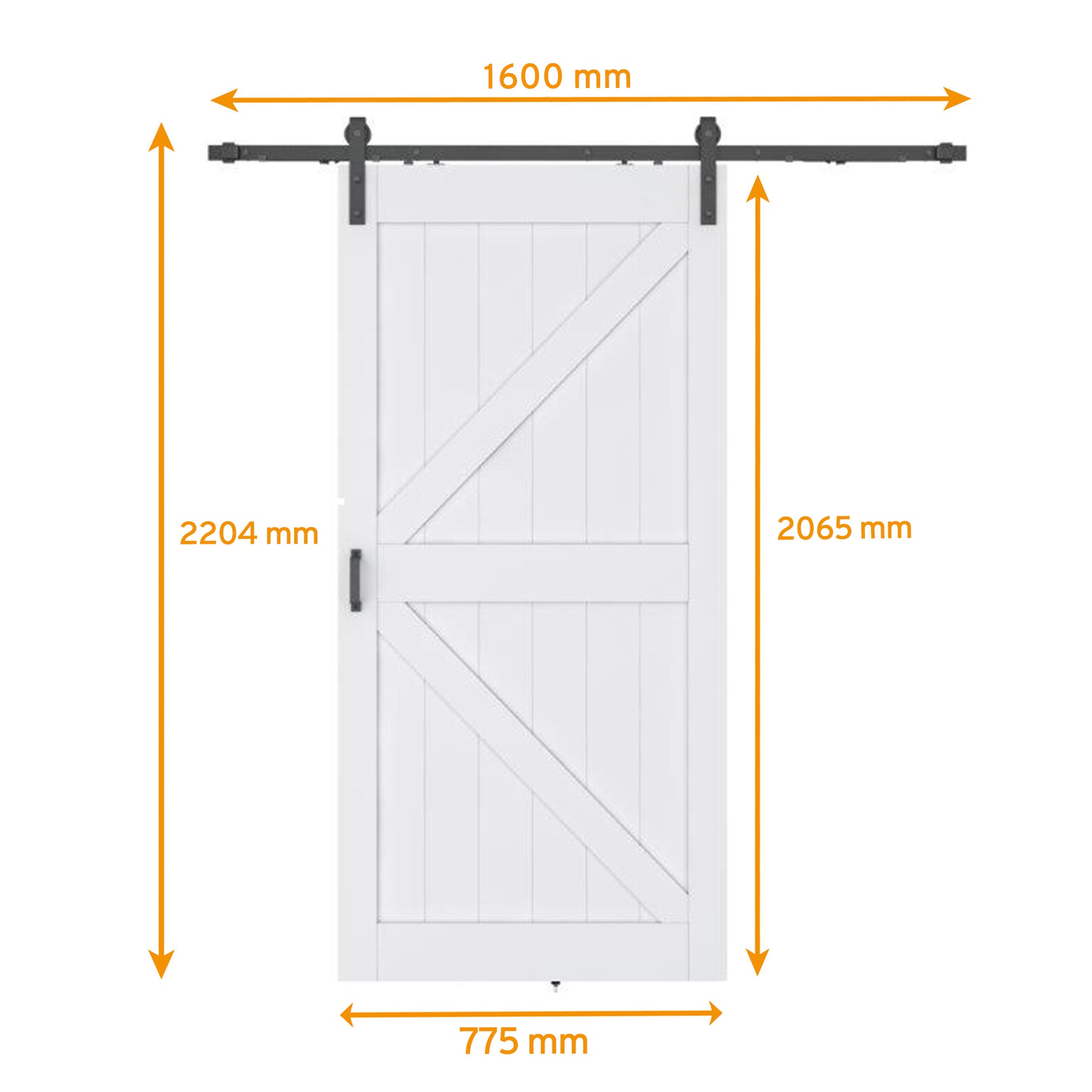 Kit porte coulissante en bois Grange oak acier MDF + rail H.206 x l.77 cm, SCHULTE, double amortisseur, porte coulissante intérieure en bois, blanc - 2