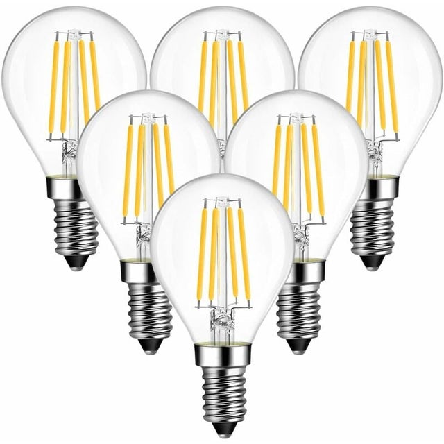 Lampe à LED E14 en forme de goutte 4W ampoules à fil blanc chaud 2700K,lampe à LED P45 40W,470lm,non dimmable,pack de 6 [classe énergétique A ++]