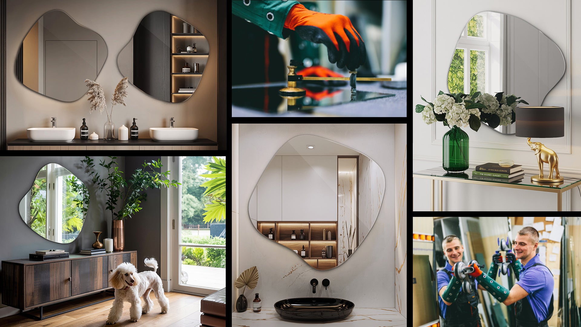 Specchio decorativo irregolare - Tulup - 67,6x67 - Uno specchio a forma di macchia - 7