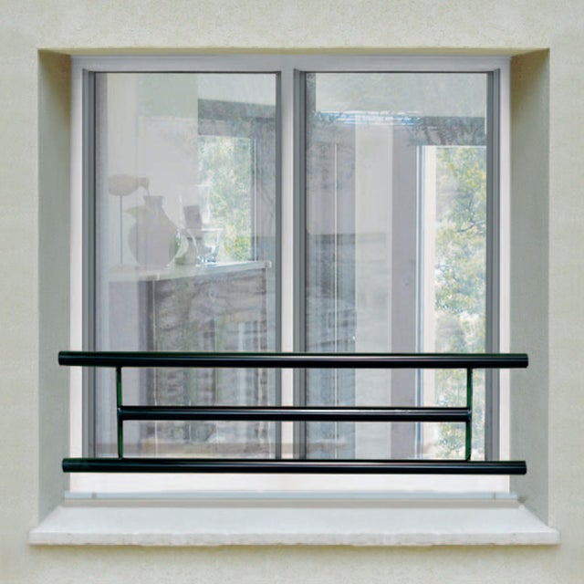 Barre d’appui 3 lisses pour fenêtre 130 cm (cote tableau) – Acier rond d40 mm – Prépeinte noir – Fixation par Scellement