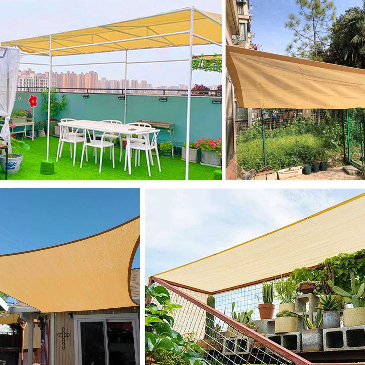 Filet d'ombrage - 4M x 6M - voile d'ombrage protection UV - protection coupe-vent avec œillets - pour serre/jardin/pergola/terrasse - Avec corde de 4M - 7