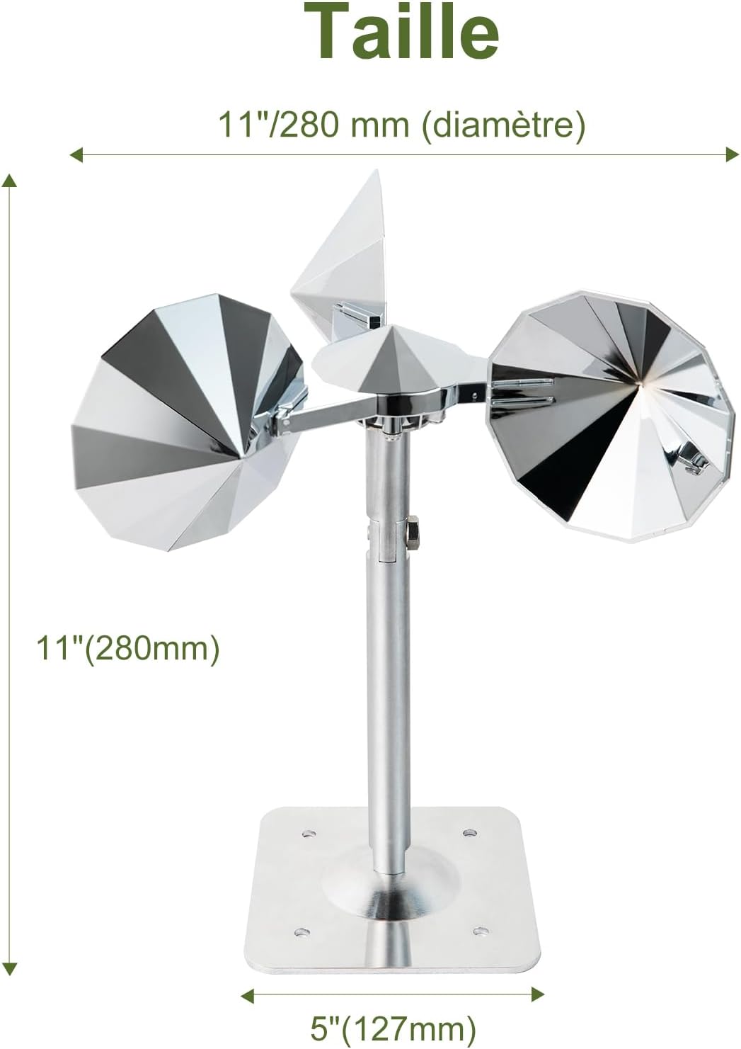 Répulsif anti-pigeons pour balcon, réflecteur à 360°, base en aluminium, répulsif anti-pigeons pour jardin, toit et balcon - 5