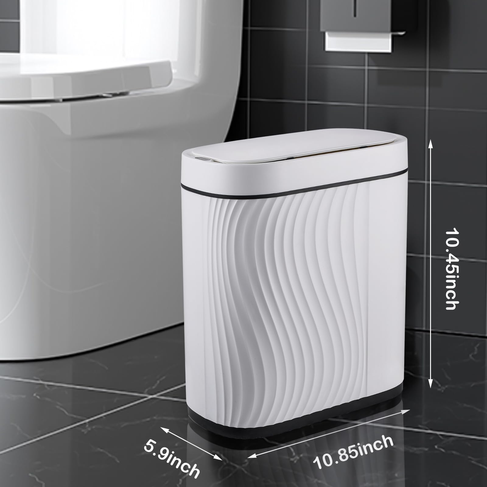 Poubelle Motion, poubelle automatique, poubelle sans | Poubelle intelligente de 15 litres, poubelle de salle de bain étanche avec couvercle pour chambre à coucher, salle de bain
