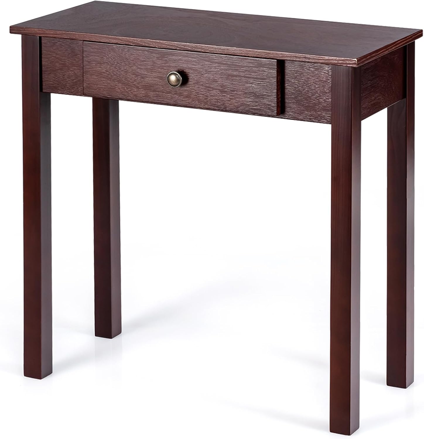 Table Console avec Tiroir, Table de Chevet avec Pieds en Bois Massif, Table d’Appoint pour Salon, Salle de Bain, Couloir (Marron) - 7