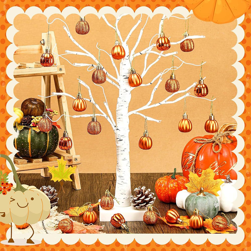 Juego de 12 adornos de bolas de calabaza, decoraciones para árbol de Navidad, mini bolas pintadas, ideales para decoraciones de fiestas. - 8