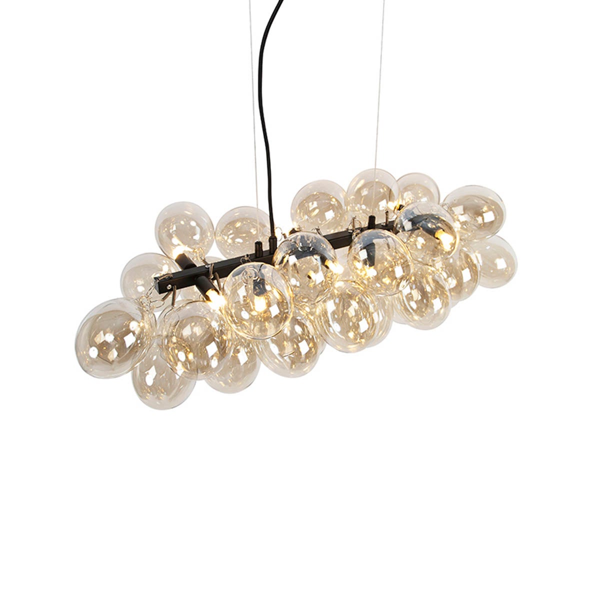 Qazqa design lampe suspendue pour table à manger - Uvas - ambre, max. 28w, g9, à 8 lumières, 80cm, idéal pour la salle à manger - 7