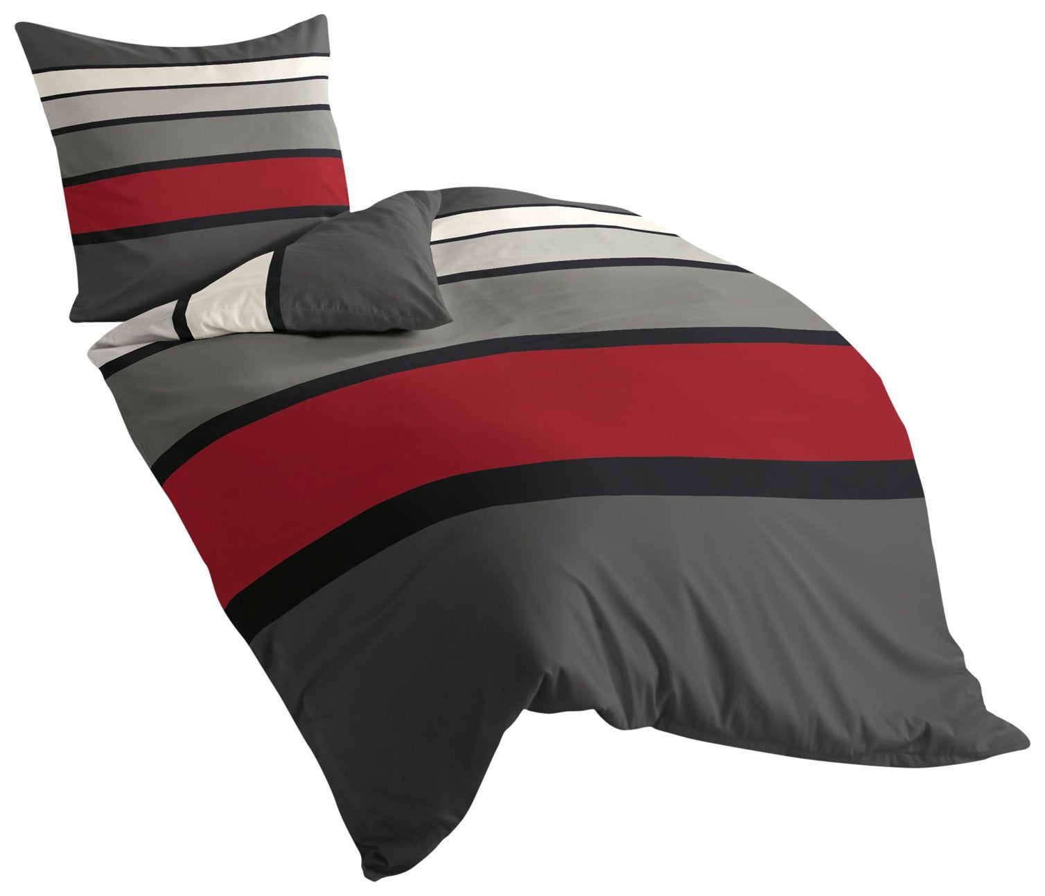 Bierbaum, set di copripiumino e federa in raso di cotone mako, multicolore