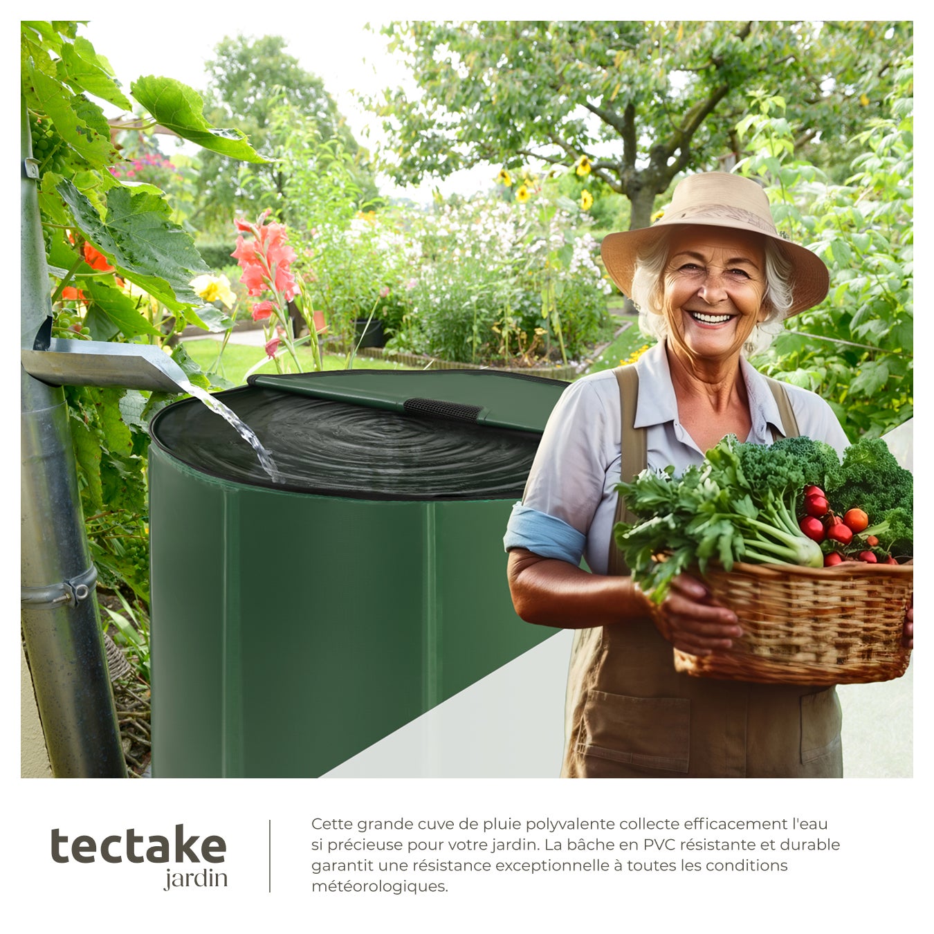 TECTAKE Depósito plegable para agua de lluvia Con grifo y protección contra el desbordamiento - 5