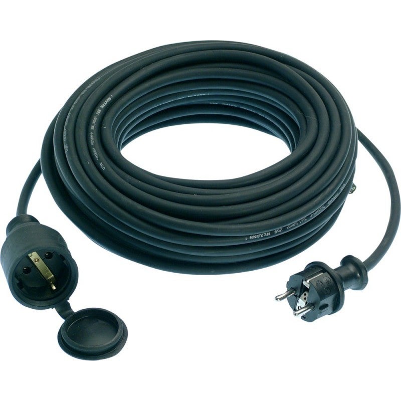 Rallonge en caoutchouc Câble H05RR-F 3G1,5 Noir IP44 Convient pour l'extérieur,- as - Schwabe - 2