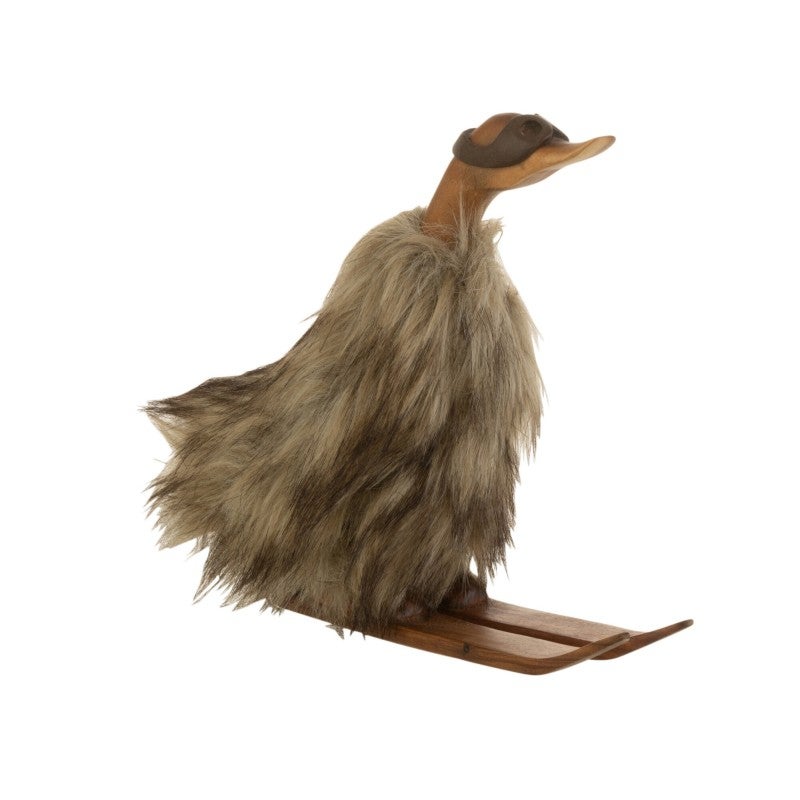 Canard sur ski en bois marron 29x12x25 cm | Leroy Merlin