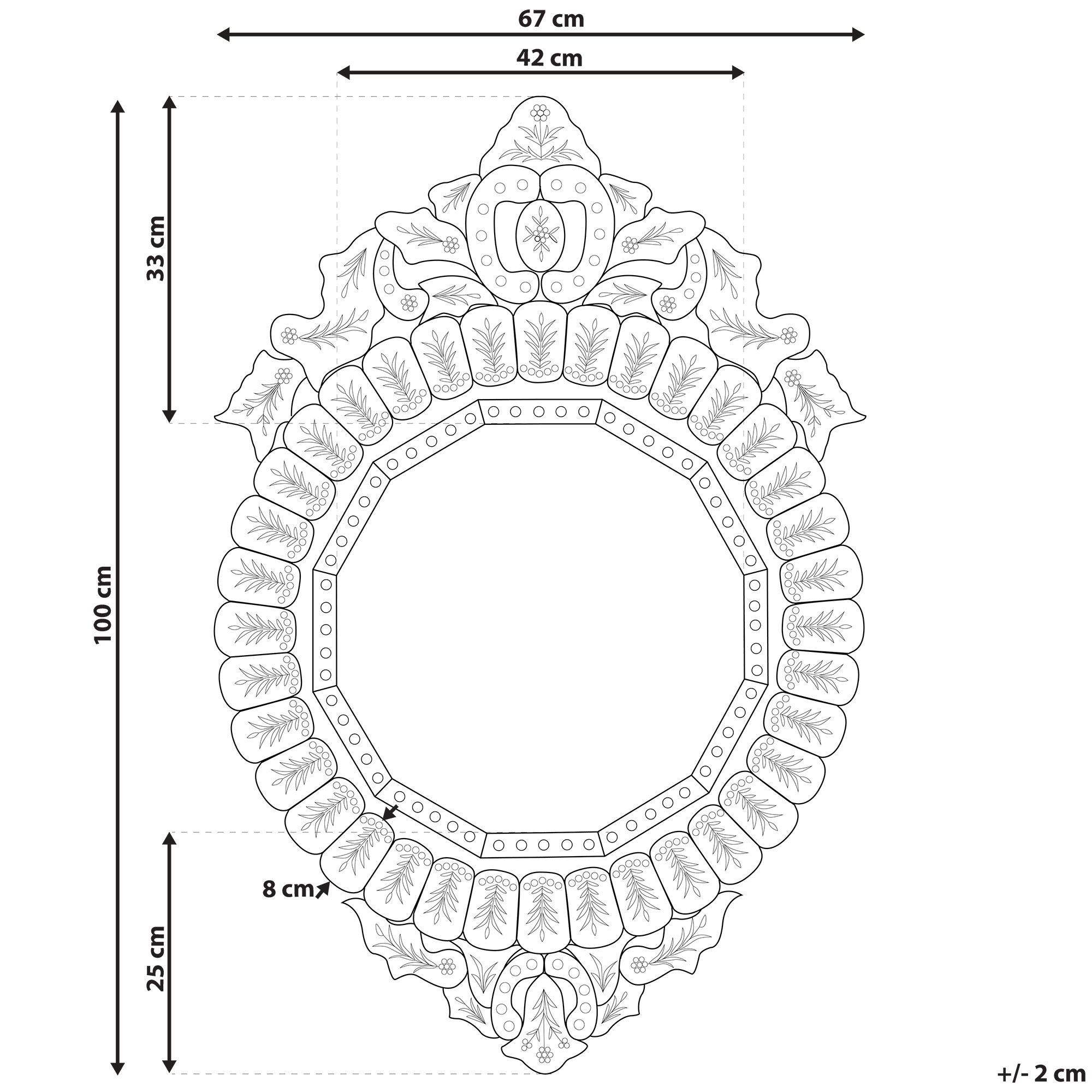 Specchio CRAON 67 cm 100 cm Argento - 3