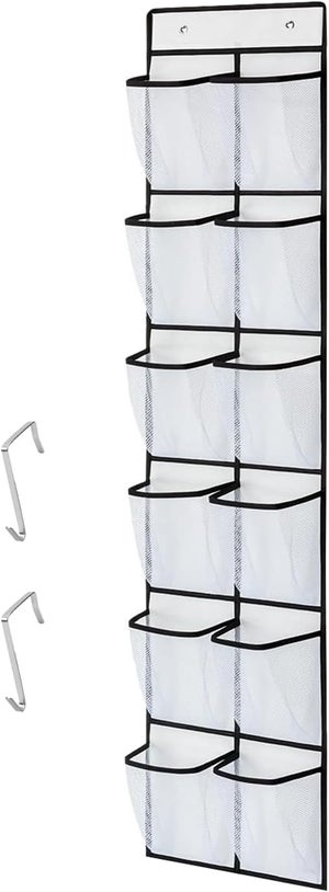 Range Chaussures Suspendu 12 Poches - Organisateur Porte Avec Crochets Métalliques