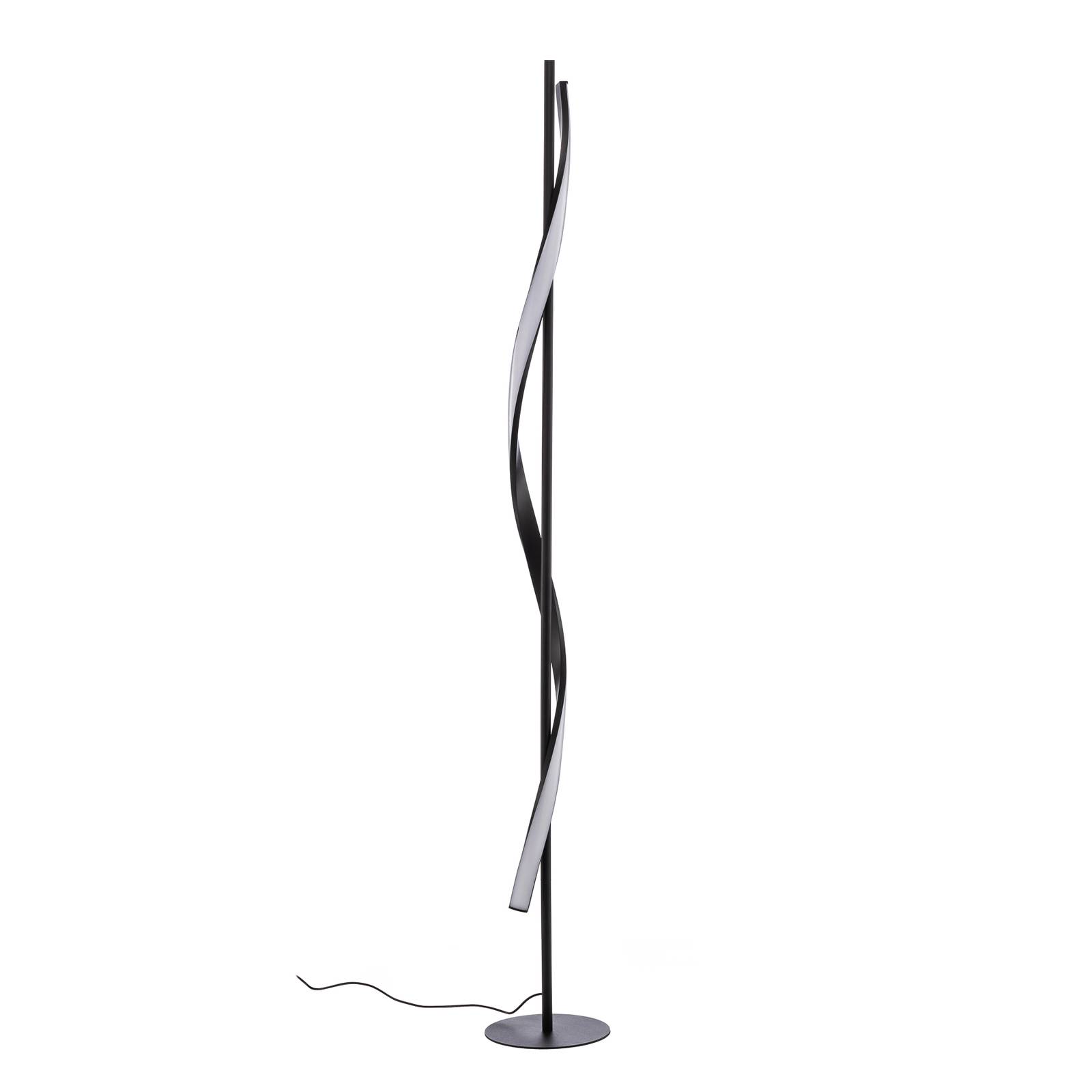 Lindby Lampe sur pied LED Munja, noir, métal, à intensité variable ...