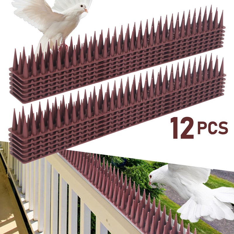 Lot De 12 Répulsifs Anti-Pigeons Plastique - Pointes 5M Blanc 3.5cm - Pour Balcons, Toits, Fenêtres