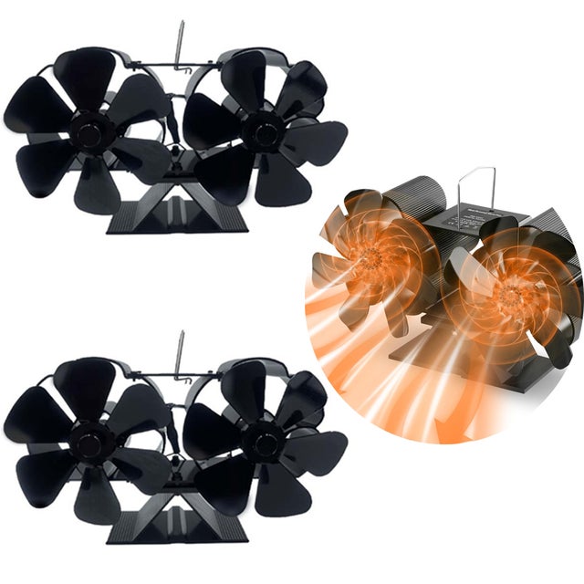 KAKET lot de 2 Ventilateur à Poêle,12pales Ventilateur de cheminée,Ventilateur Poele Bois,Alimenté Thermiquement Ventilateur,Idéal pour les cheminées.