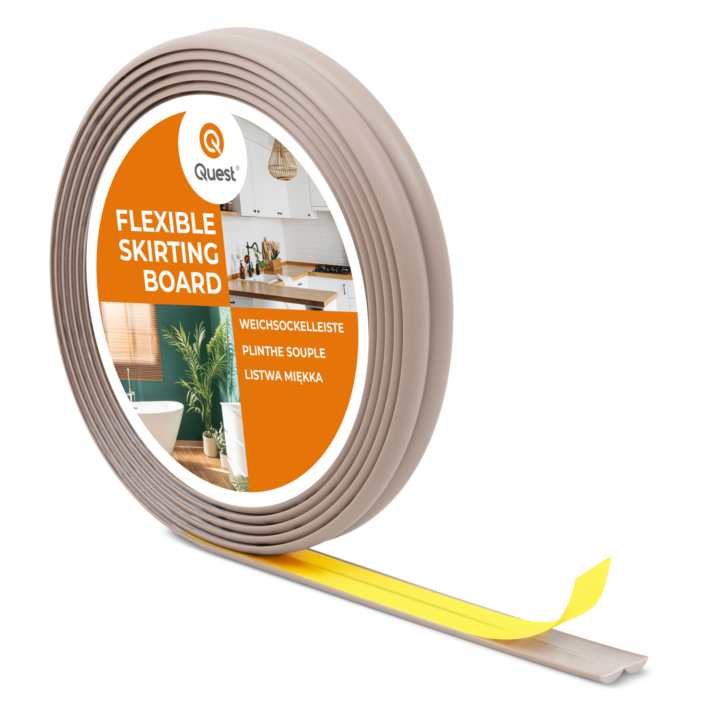 Samoprzylepna listwa ochronna 10x10 mm PVC do krawędzi profil B elastyczna - ochrona mebli i ścian, 5m, beżowy - 2