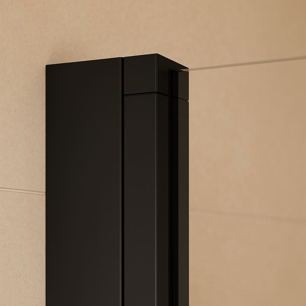 SOULHOME Mampara de ducha fijo + abatible 180º - Transparente - Cristal 8 mm Antical - Negro - Ancho 120cm (80cm fijo + 40cm abatible) – H= 200cm - 2
