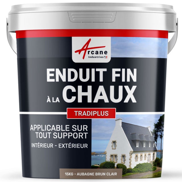 Enduit fin à la chaux - TRADIPLUS - 15 kg (jusqu'à 14 m²) Aubagne - Brun Clair - ARCANE INDUSTRIES