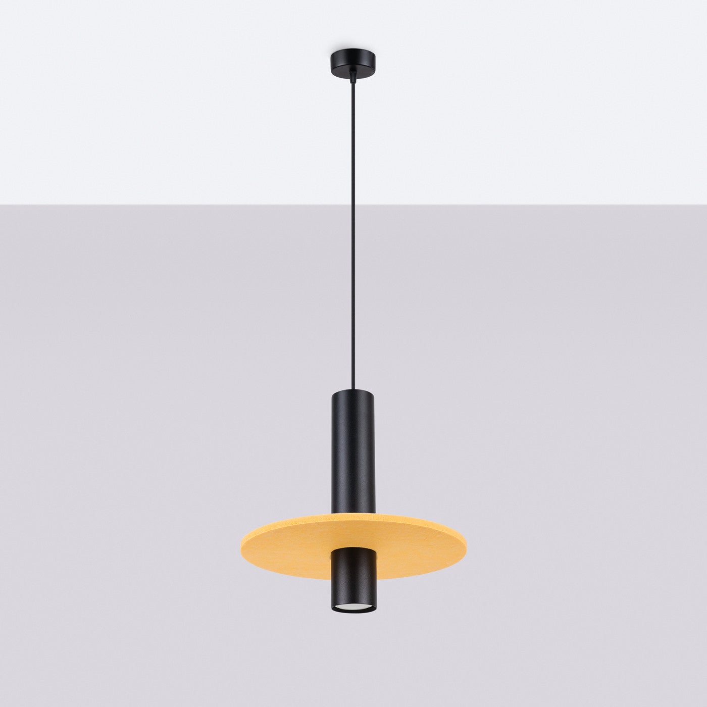 Lampa sufitowa filcowy krążek PELTA czarno-żółta 1xGU10x10W filc wym:126x30x30cm IP20 Sollux Lighting - 3