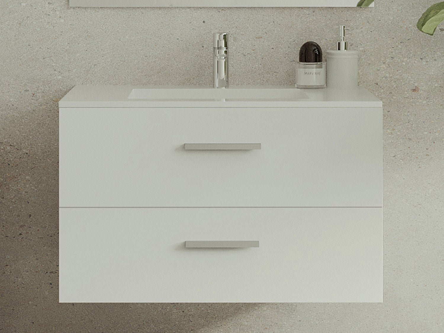 Szafka łazienkowa wisząca z umywalką - Biały - 80 cm - KAYLA