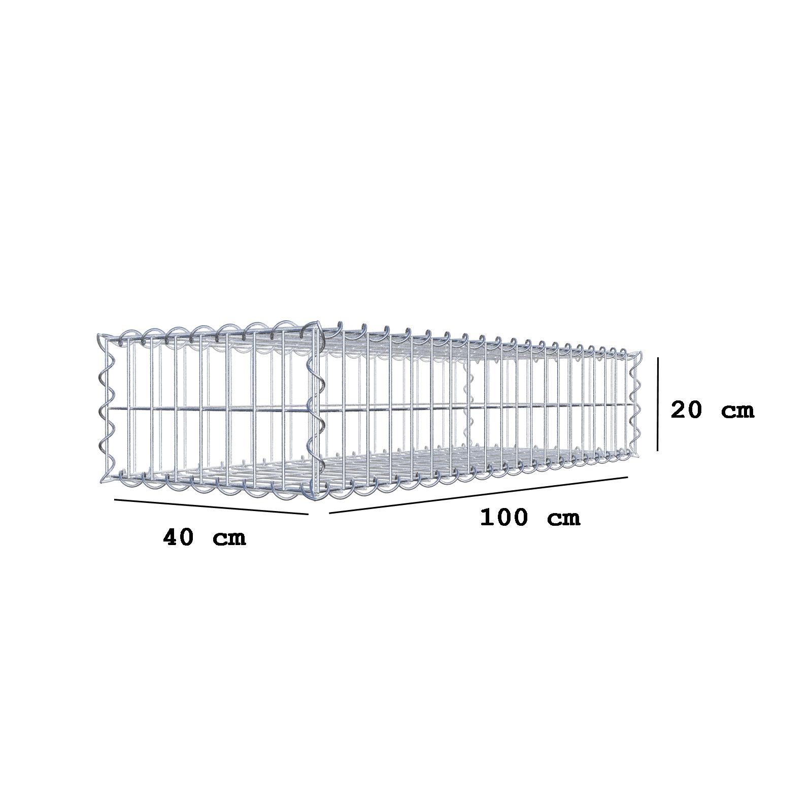 Gavión de acero galvanizado 100x20x40cm (LxAxP), malla 5 x 10cm, Espiral, jaula metálica para muro o jardín - 2
