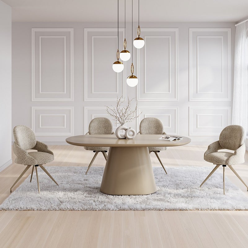 Zestaw 2 krzeseł obrotowych z tweedu i metalu taupe - Kremowy - VALIANA