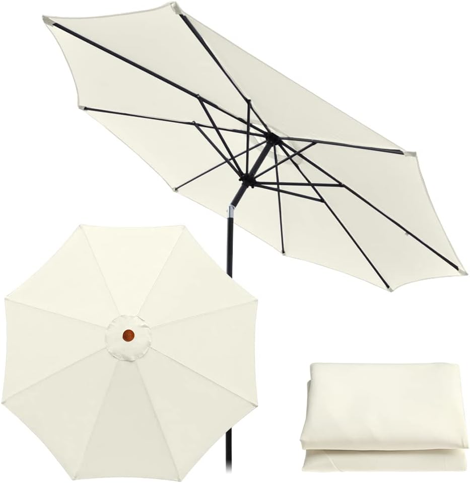 8-żebrowy daszek parasola ogrodowego, wymienny, tkanina poliestrowa (230 cm, biały)