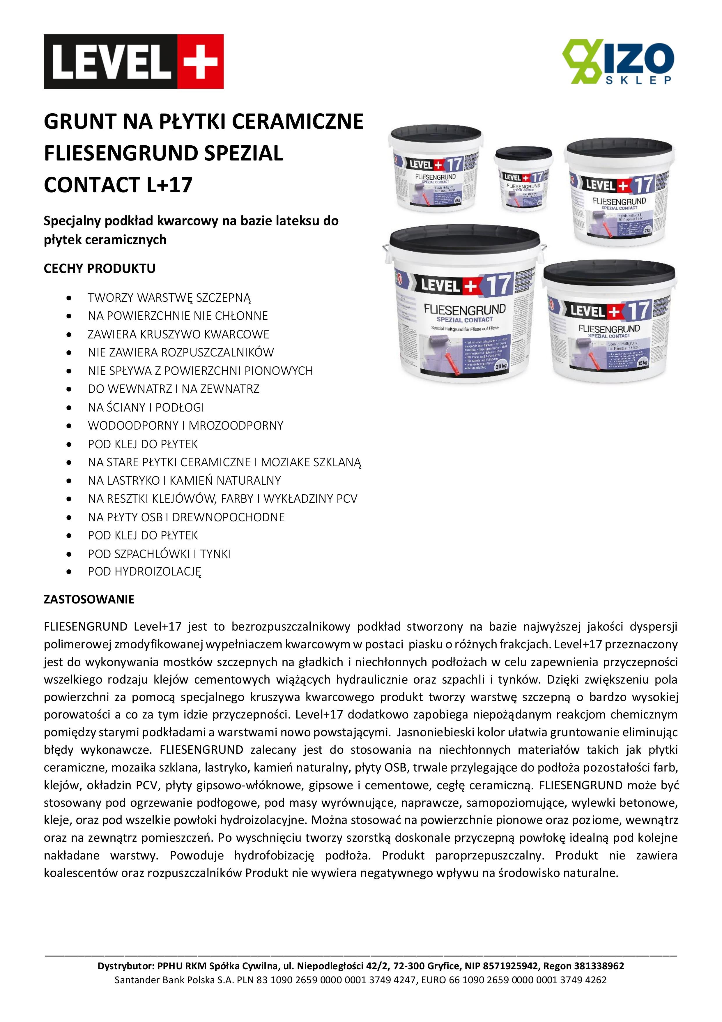 GRUNT NA PŁYTKI CERAMICZNE FLIESENGRUND SPEZIAL CONTACT L+17 7kg - 4