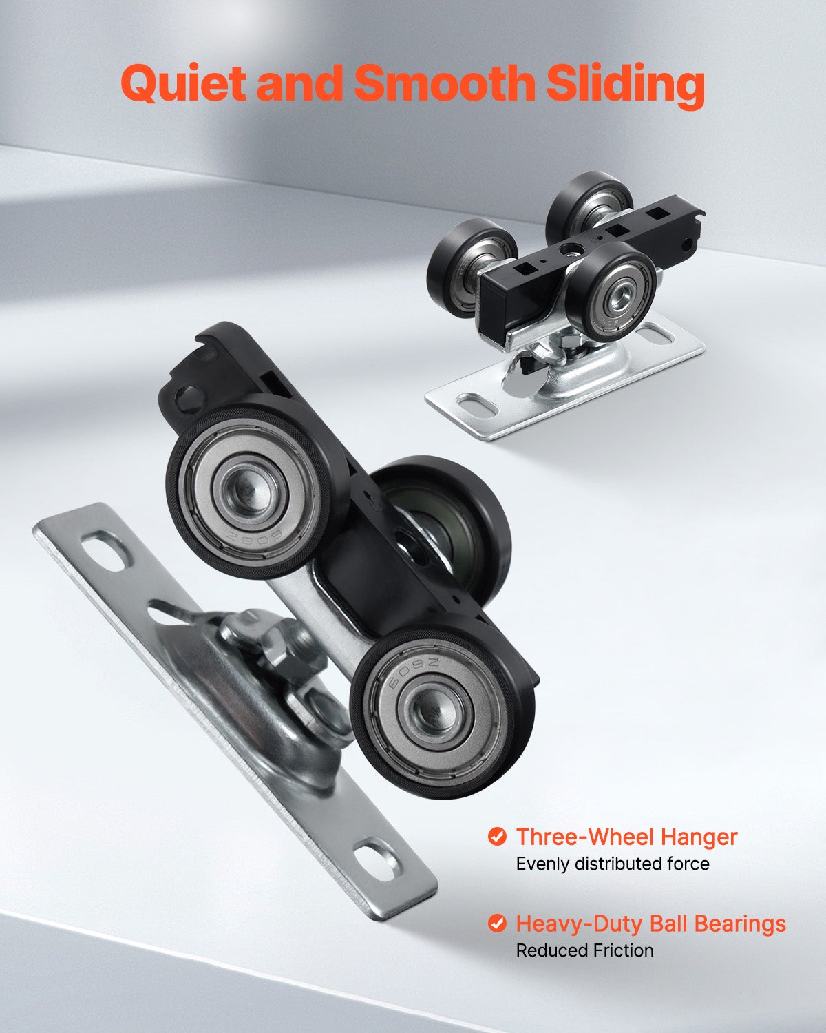 Kit Herrajes para Puerta Corredera 1219 mm,VEVOR Kit Rail en Aleación Aluminio con Manijas de Dedo,Sistema de 2 Puertas,para Grosor Puerta 35-45 mm - 4